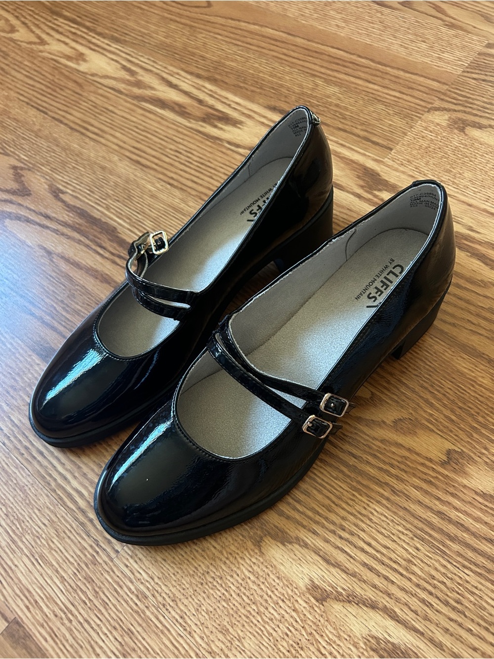 Cliffs by WHITE MOUNTAIN Black Patent Double-Strap Mary Jane Pumps